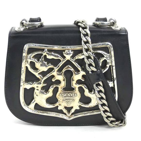 PRADA Black Leather Shoulder Bag - Picture 1 of 5